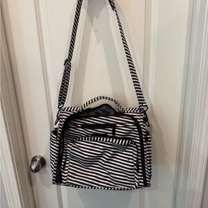 Jujube Black and White Striped Diaper Bag